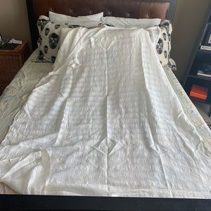 CRATE&BARREL Two White Linen Curtain Panels